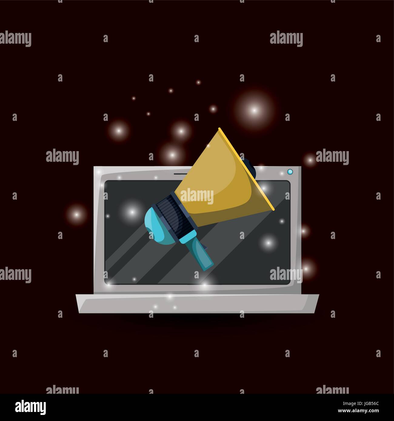 red wine color background with brightness of laptop and megaphone