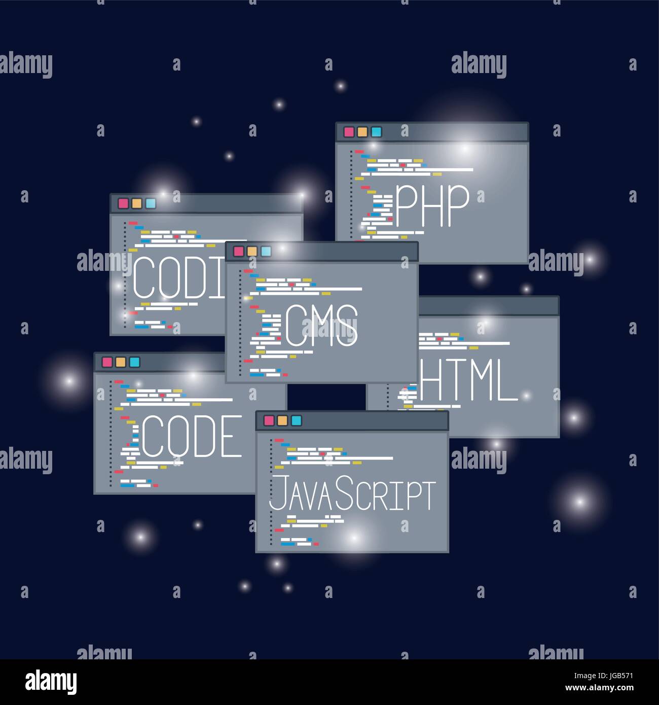 blue dark background with brightness of windows with web programming ...
