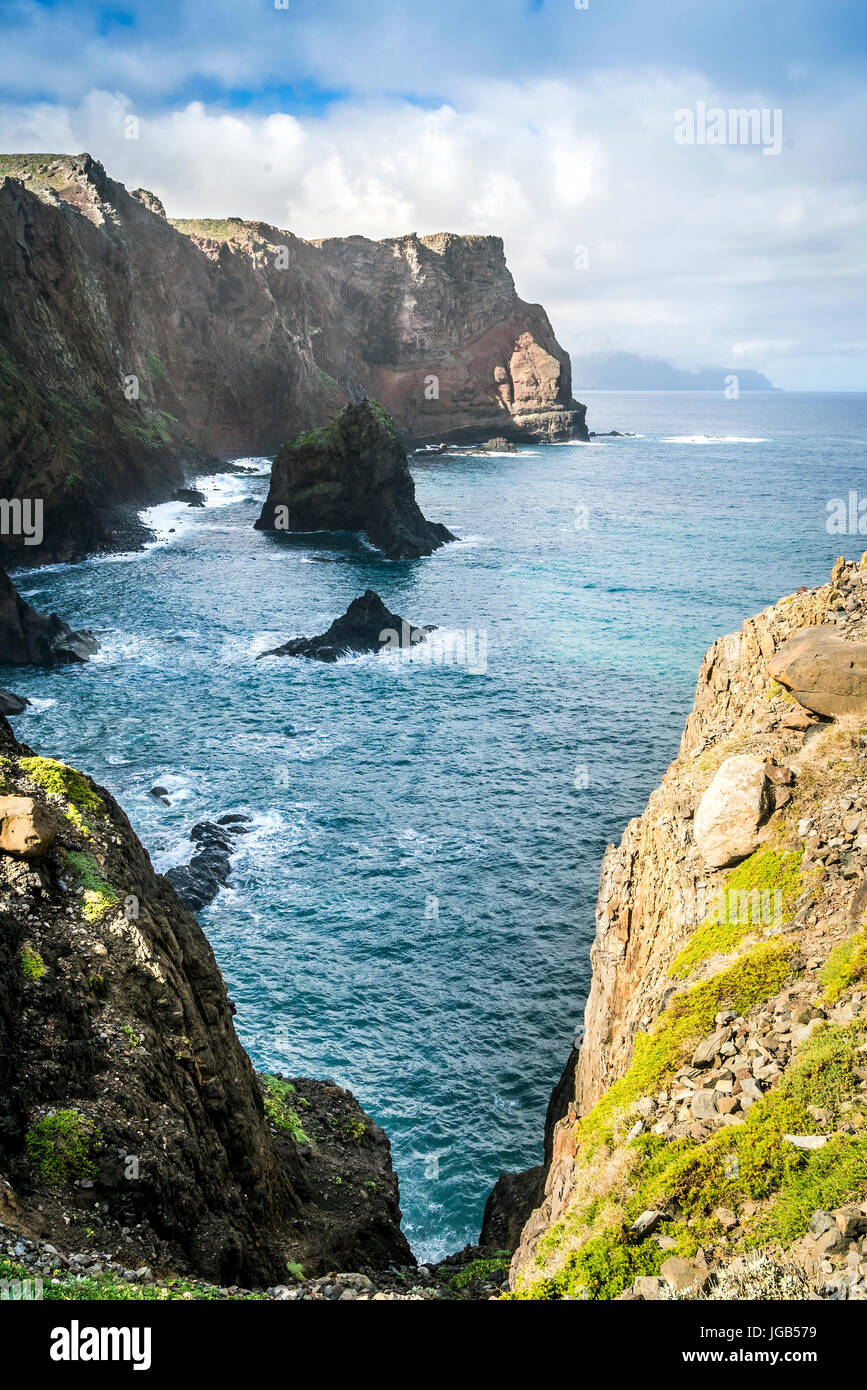 Beautiful views on trail to Ponto do Sao Lourenco, Madeira, Portugal Stock Photo