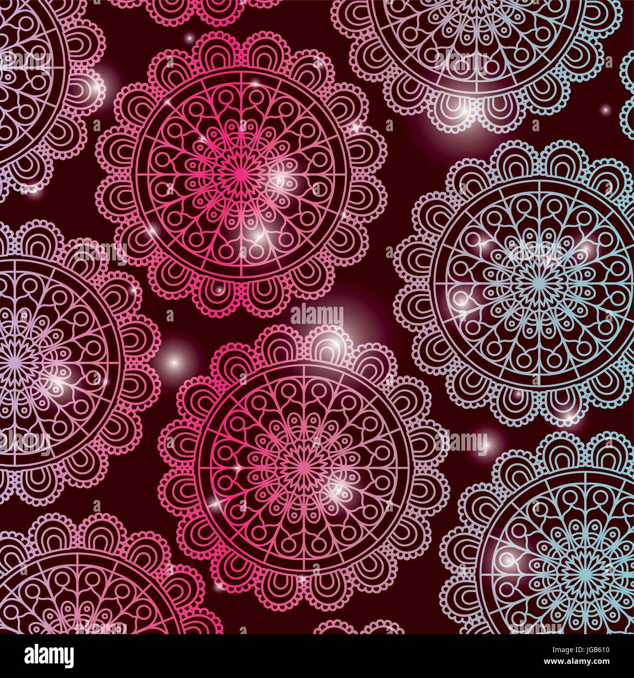Red Wine Color Background With Brightness And Pattern Flower Mandala Decorative