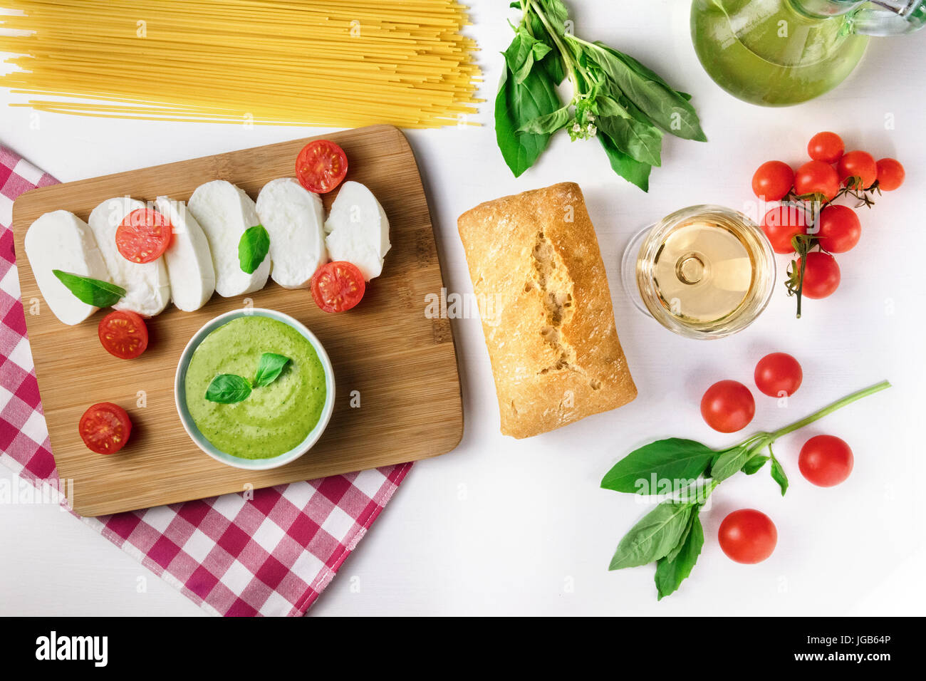 Assortment of Italian foods from above with copyspace Stock Photo - Alamy