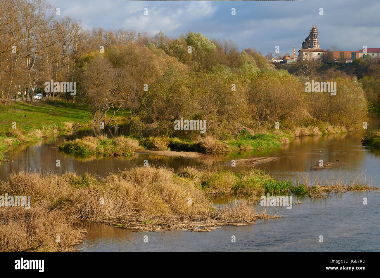River Protva flows in Borovsk town, Kaluga region, Russia Stock Photo
