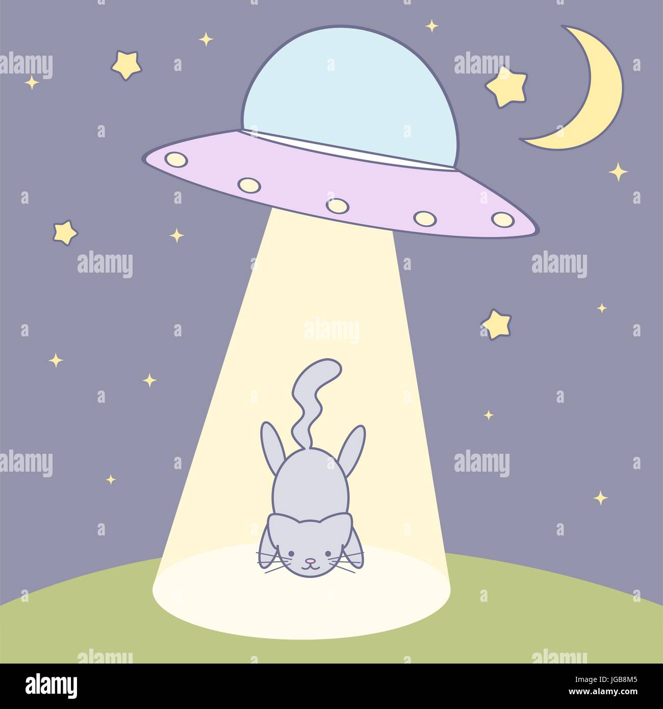 cat abducted by ufo cute cartoon vector illustration Stock Vector Image &  Art - Alamy