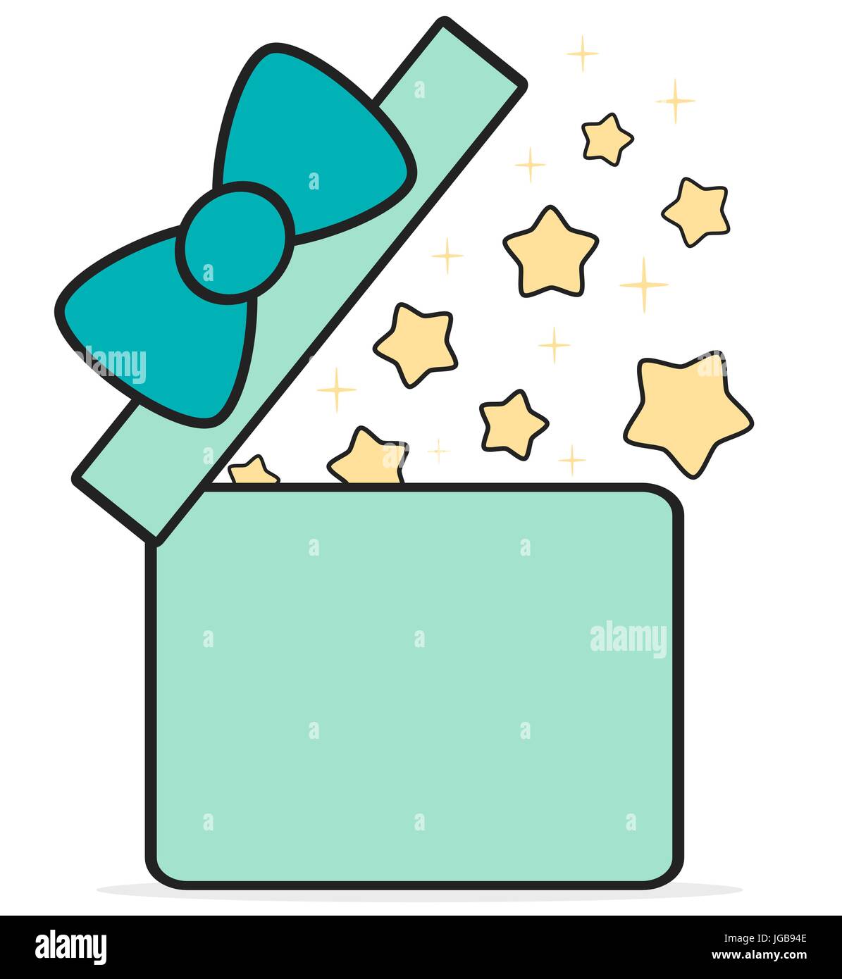 cute cartoon gift box open with stars vector illustration Stock Vector  Image & Art - Alamy