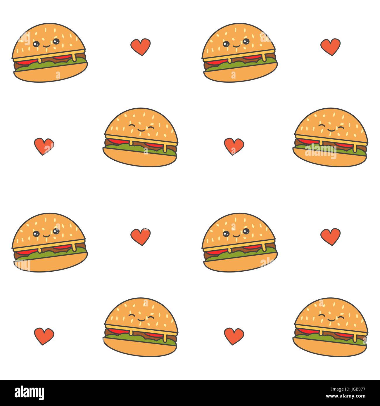Cute Cartoon Cheeseburgers Seamless Vector Pattern Background Stock Vector Image Art Alamy