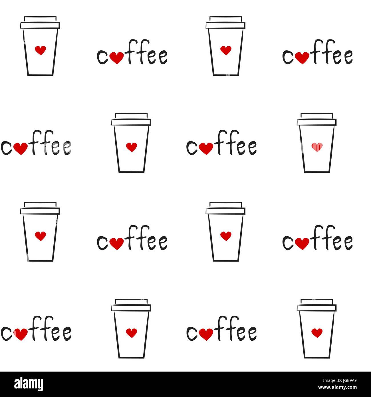 cute hand drawn linear illustration coffee paper cup seamless vector ...