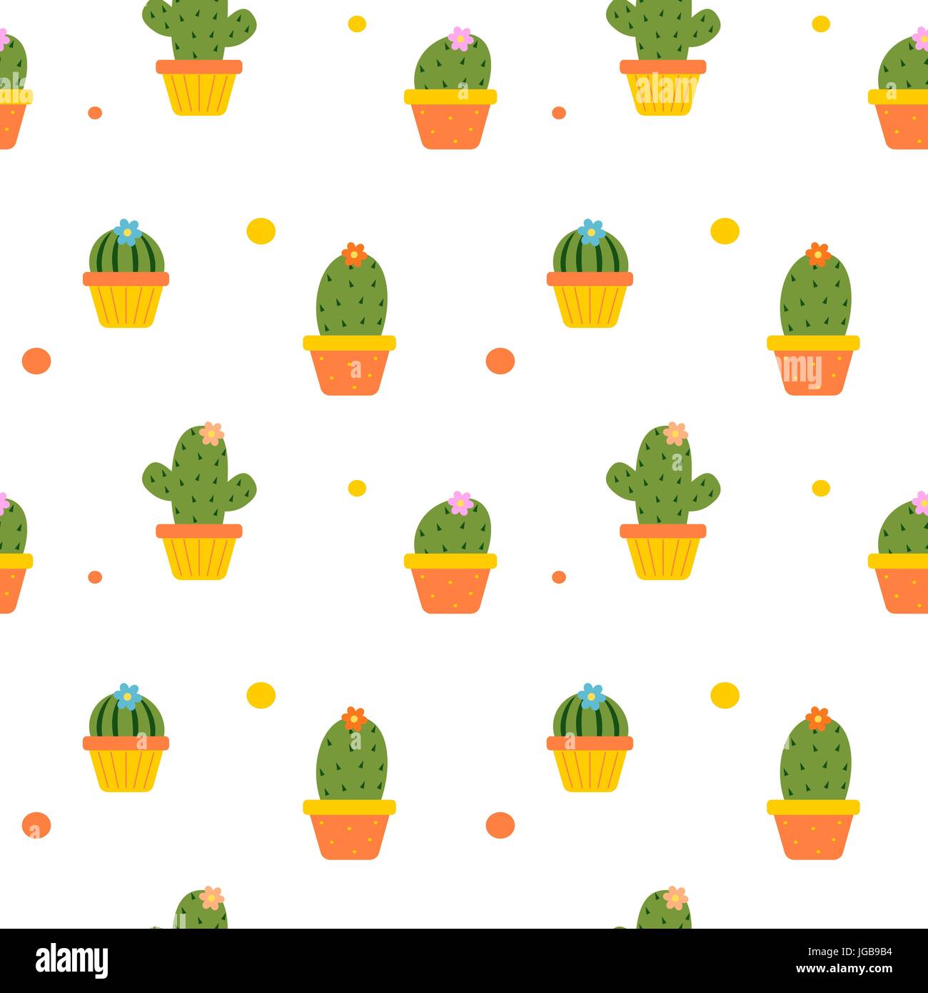 cute colorful cactus in the pot seamless vector pattern background ...