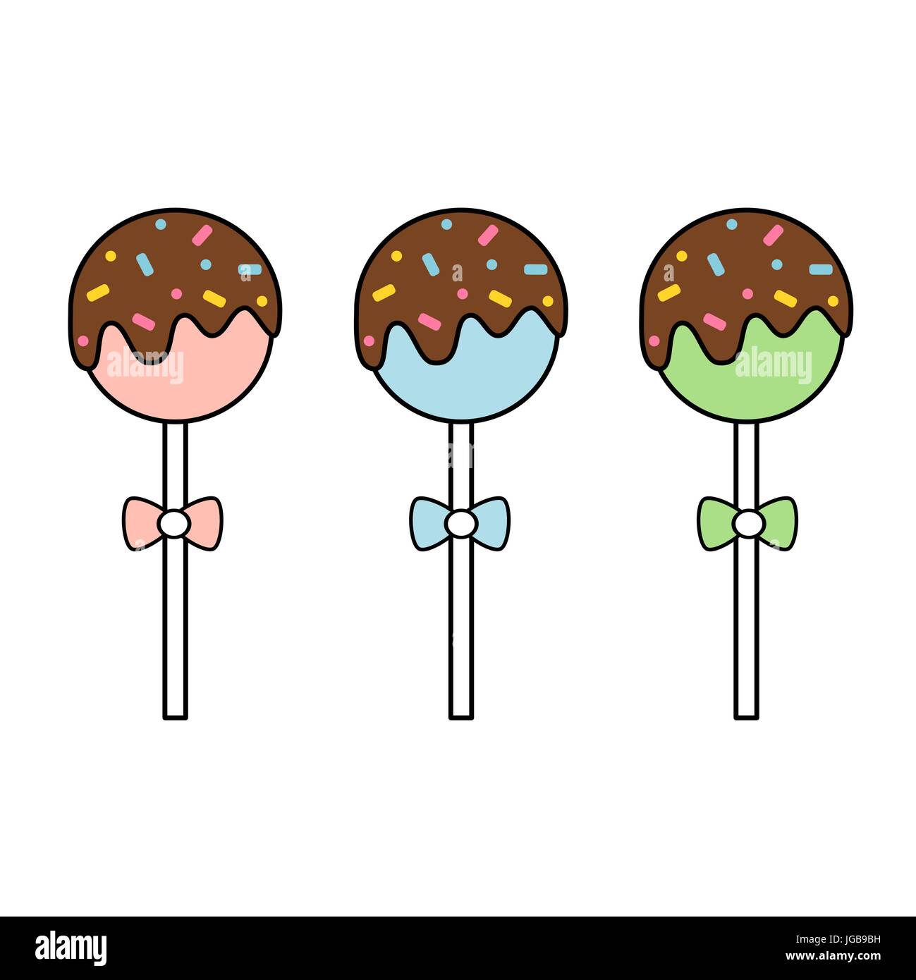 cute cartoon colorful cake pops set vector illustration Stock Vector Image  & Art - Alamy