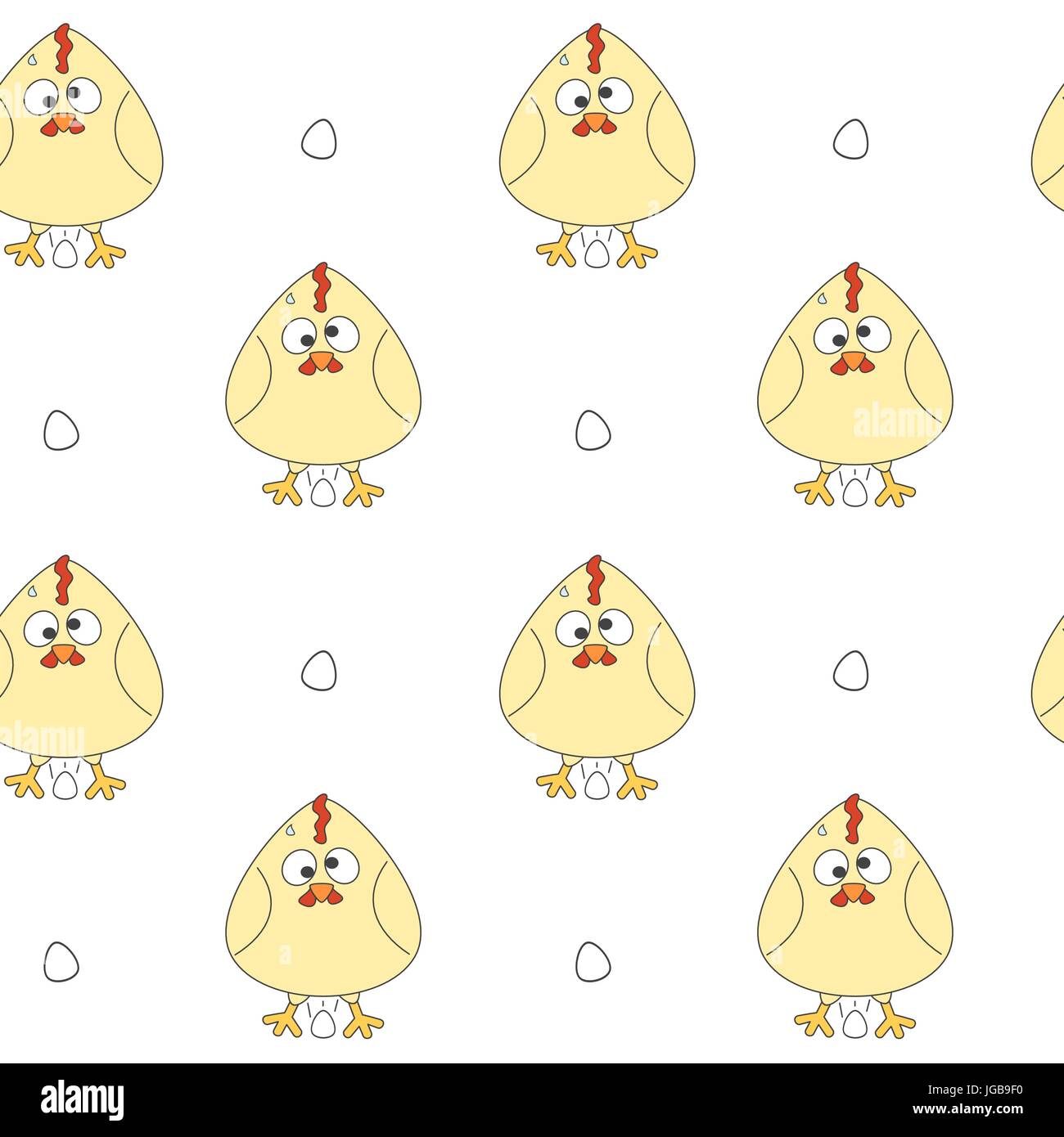 cute cartoon hen with egg seamless vector pattern background illustration Stock Vector
