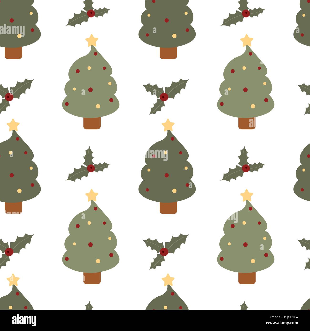 cartoon christmas tree holidays seamless vector pattern background ...