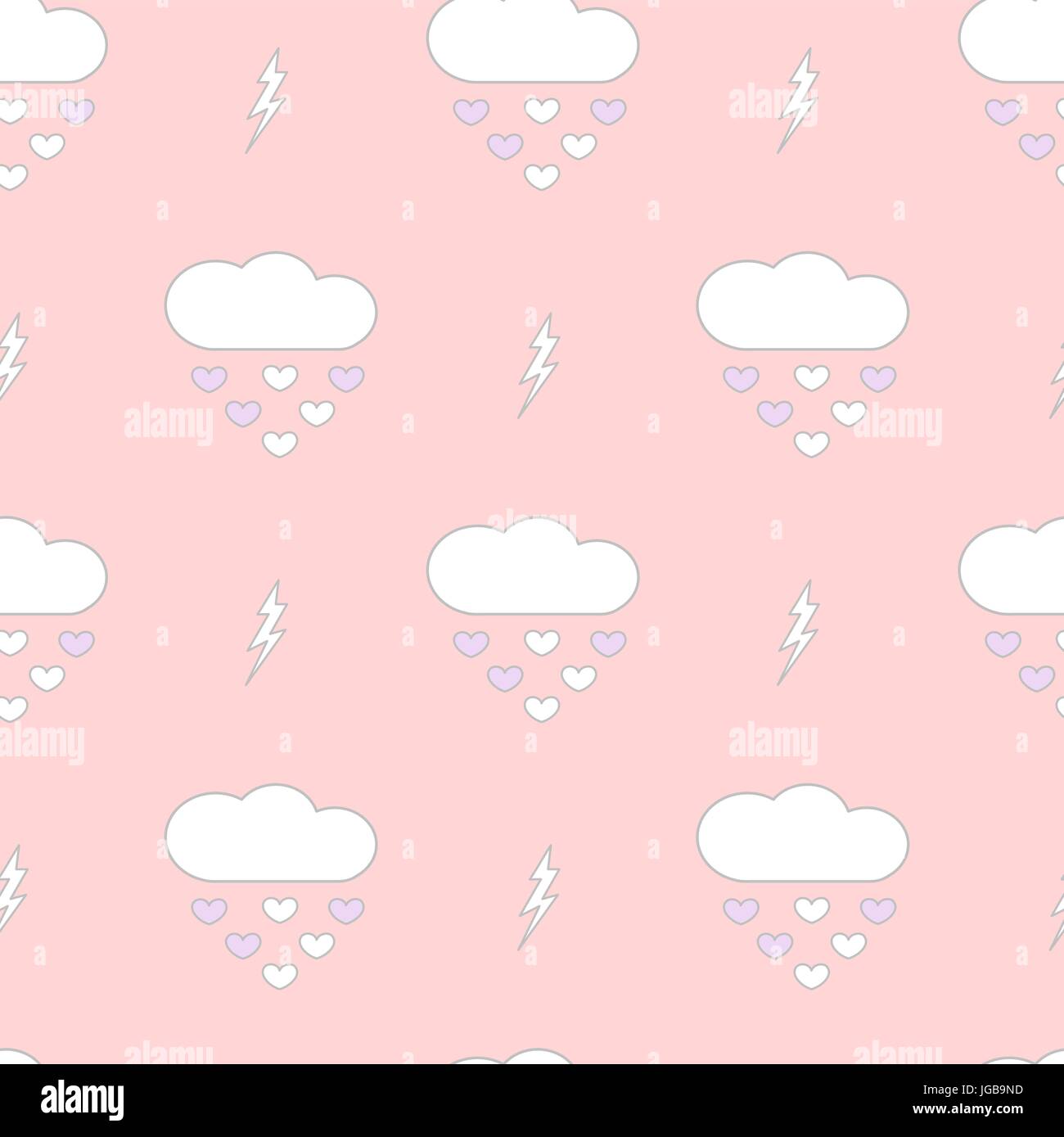 cute lovely white cloud and stars on pink background seamless vector ...