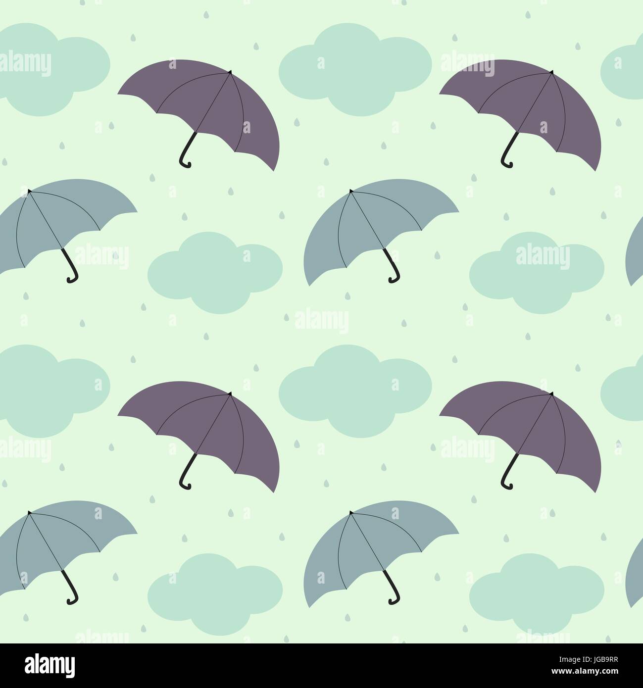 rainy sky with colorful umbrella seasonal seamless vector pattern ...