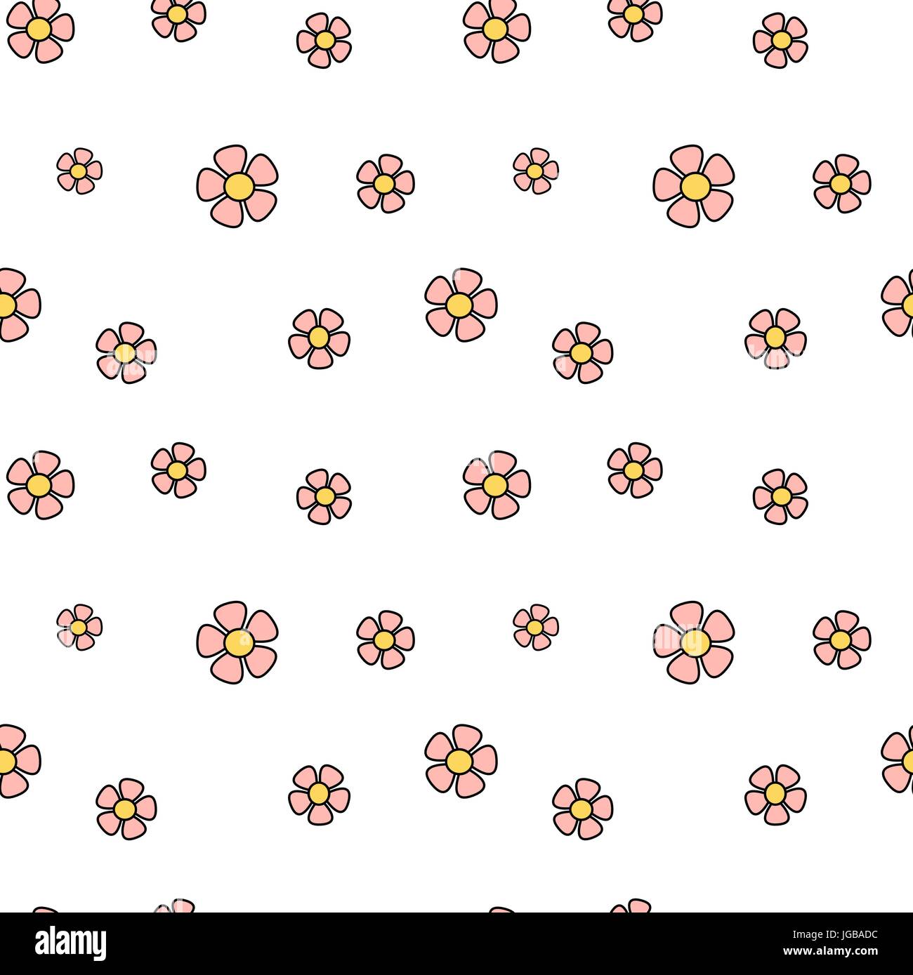 cute pink daisy flowers seamless vector pattern background illustration ...