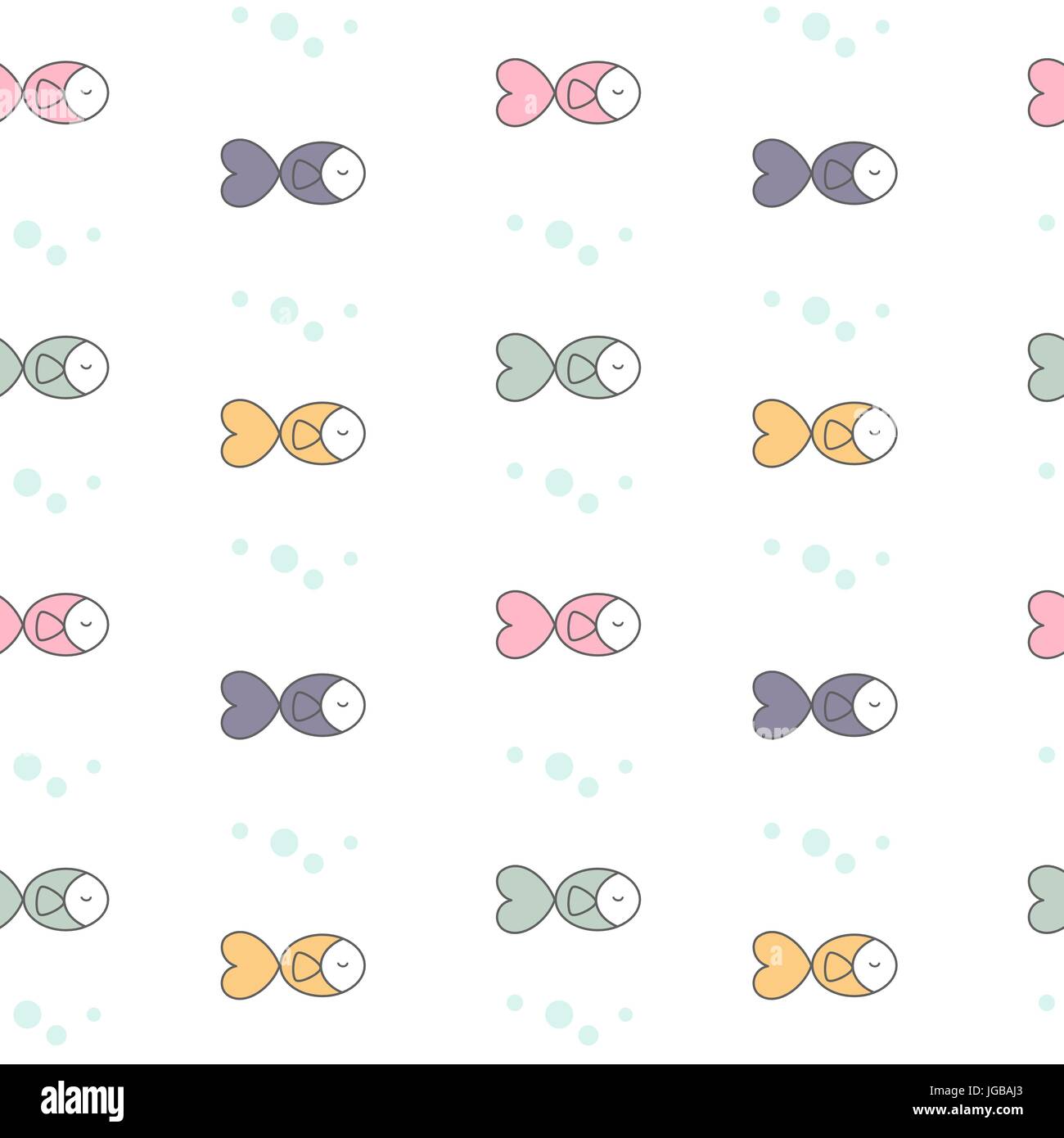 cute cartoon colorful fishes seamless vector pattern background ...