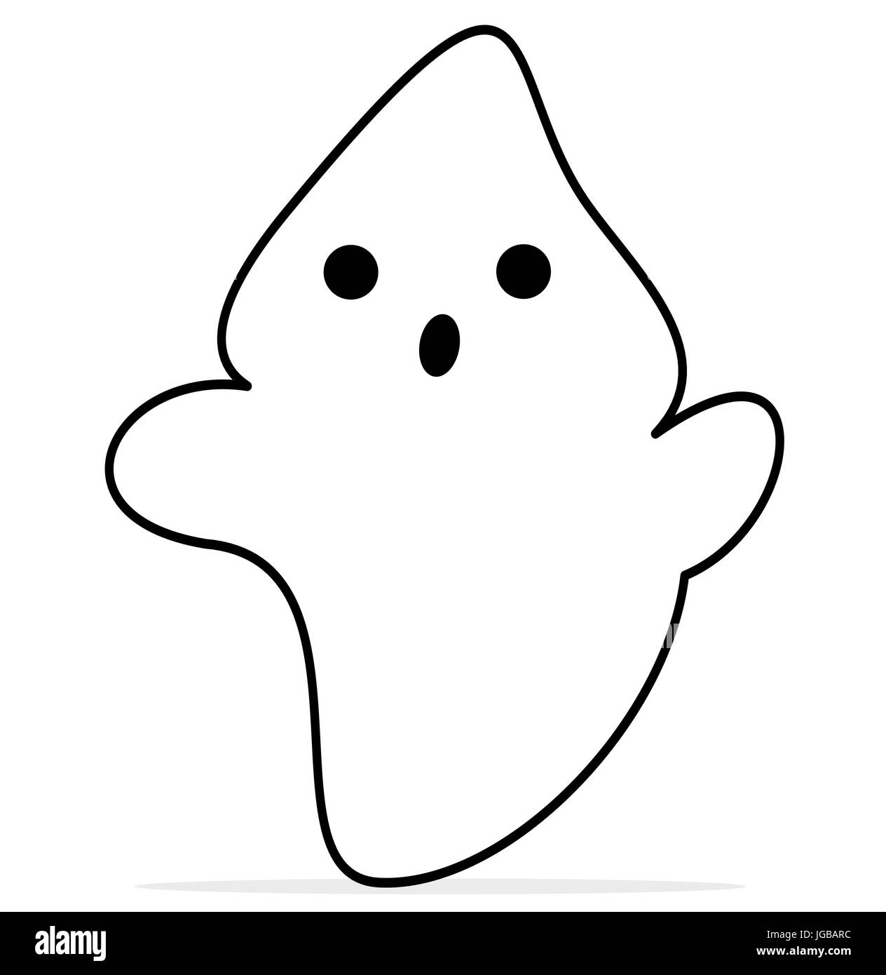black white cartoon ghost isolated on white background funny vector