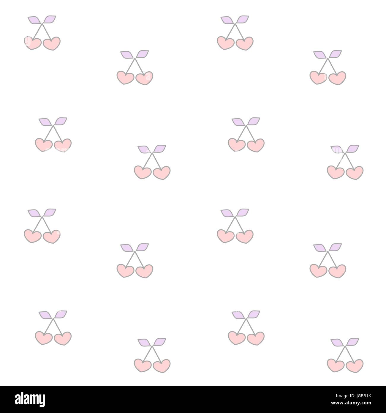 cute cartoon pink and purple heart cherry seamless vector pattern background illustration Stock Vector