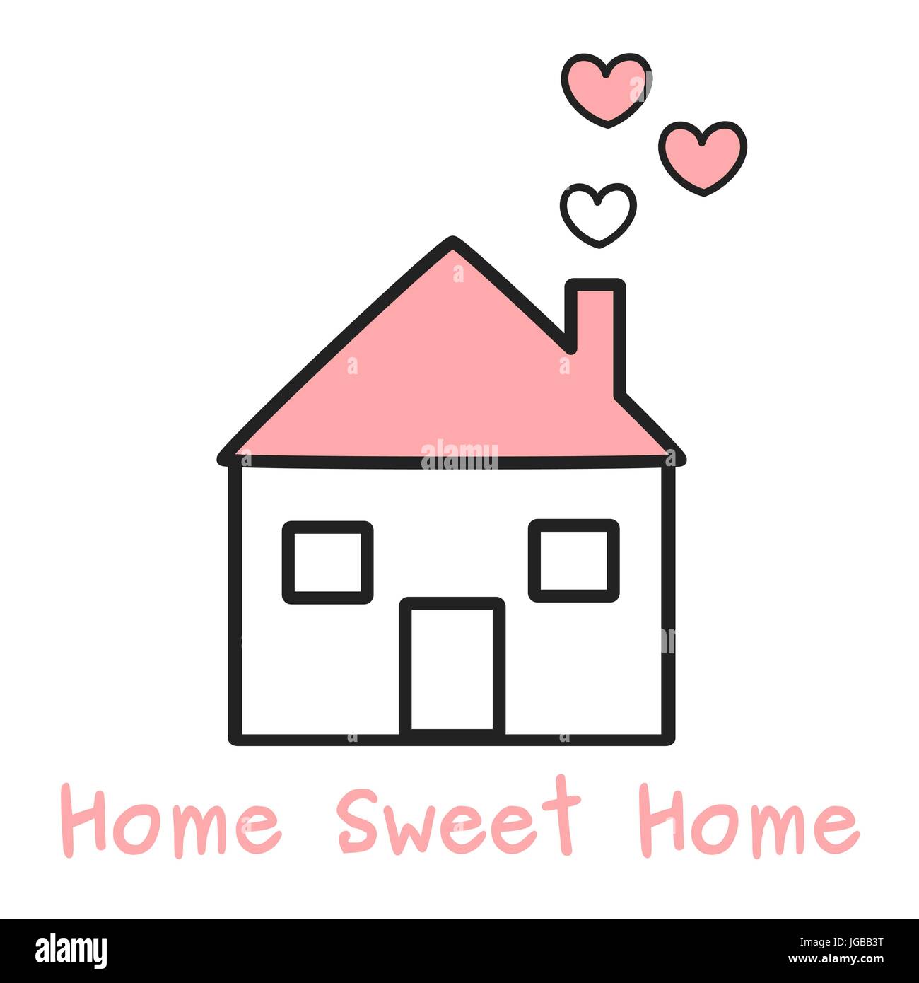 Download cute lovely black white and pink home with hearts cartoon ...
