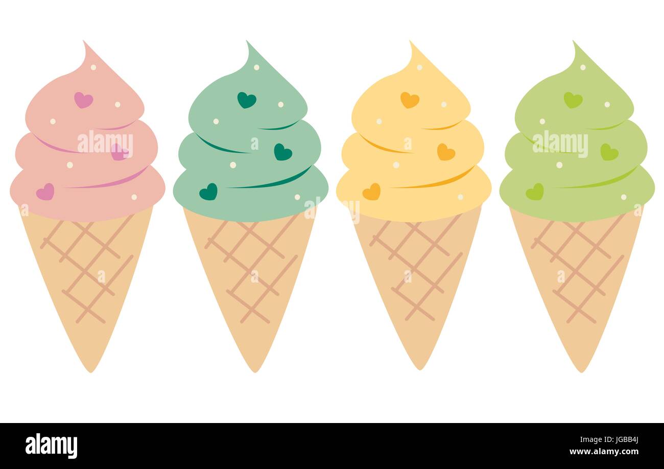 colorful cute cartoon set of ice cream vector illustration Stock Vector  Image & Art - Alamy