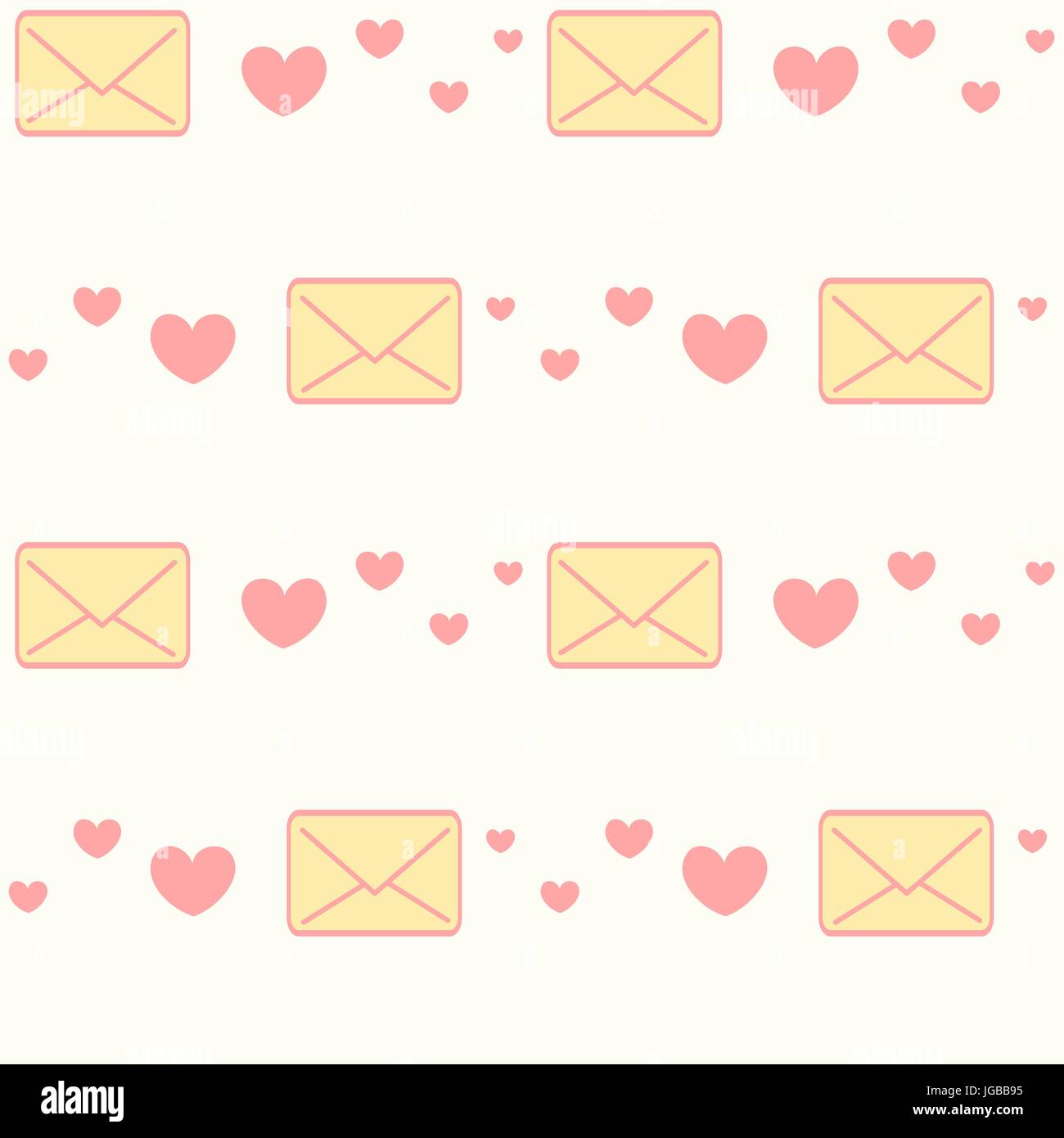 cute cartoon yellow and pink love letters with hearts seamless vector  pattern romantic background illustration Stock Vector Image & Art - Alamy