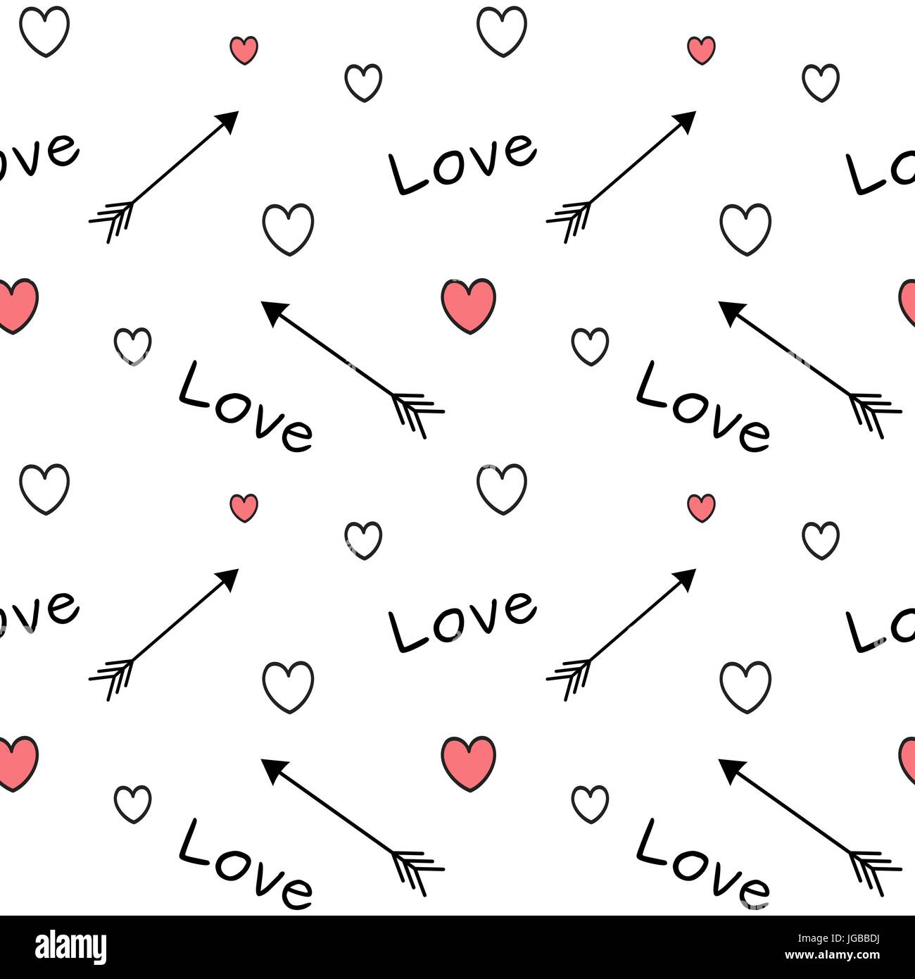 love word arrows hearts seamless vector pattern background illustration ...