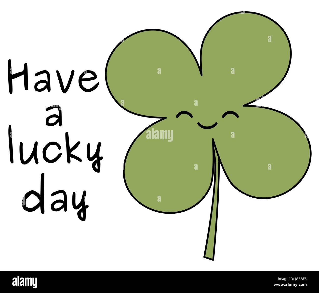 have a lucky day quote with four leaf clover vector illustration Stock