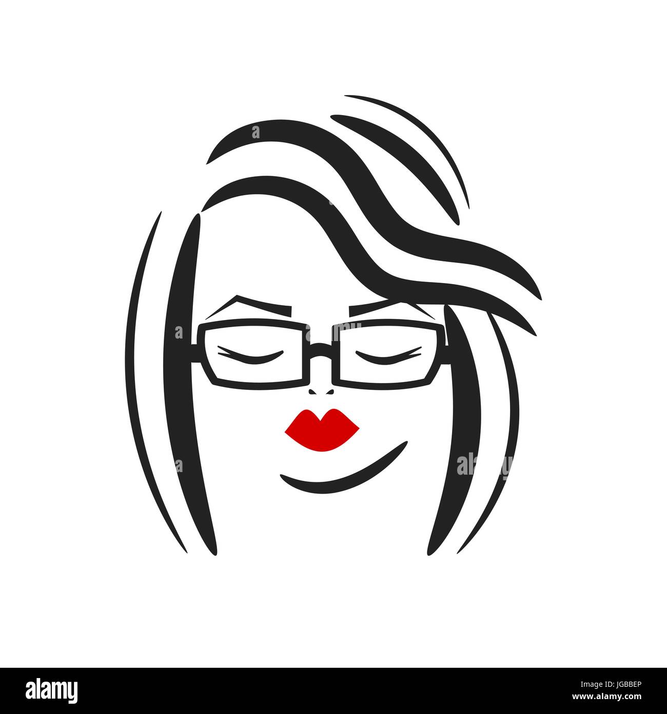 Cute Lovely Vector Hand Drawn Portrait Of Stylish Girl With Eyeglasses Stock Vector Image And Art