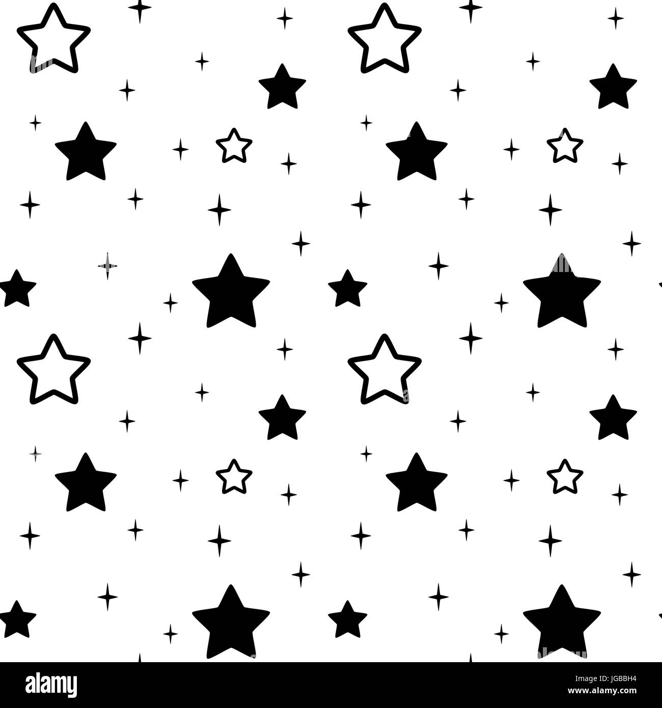 black white seamless vector pattern background illustration with stars ...