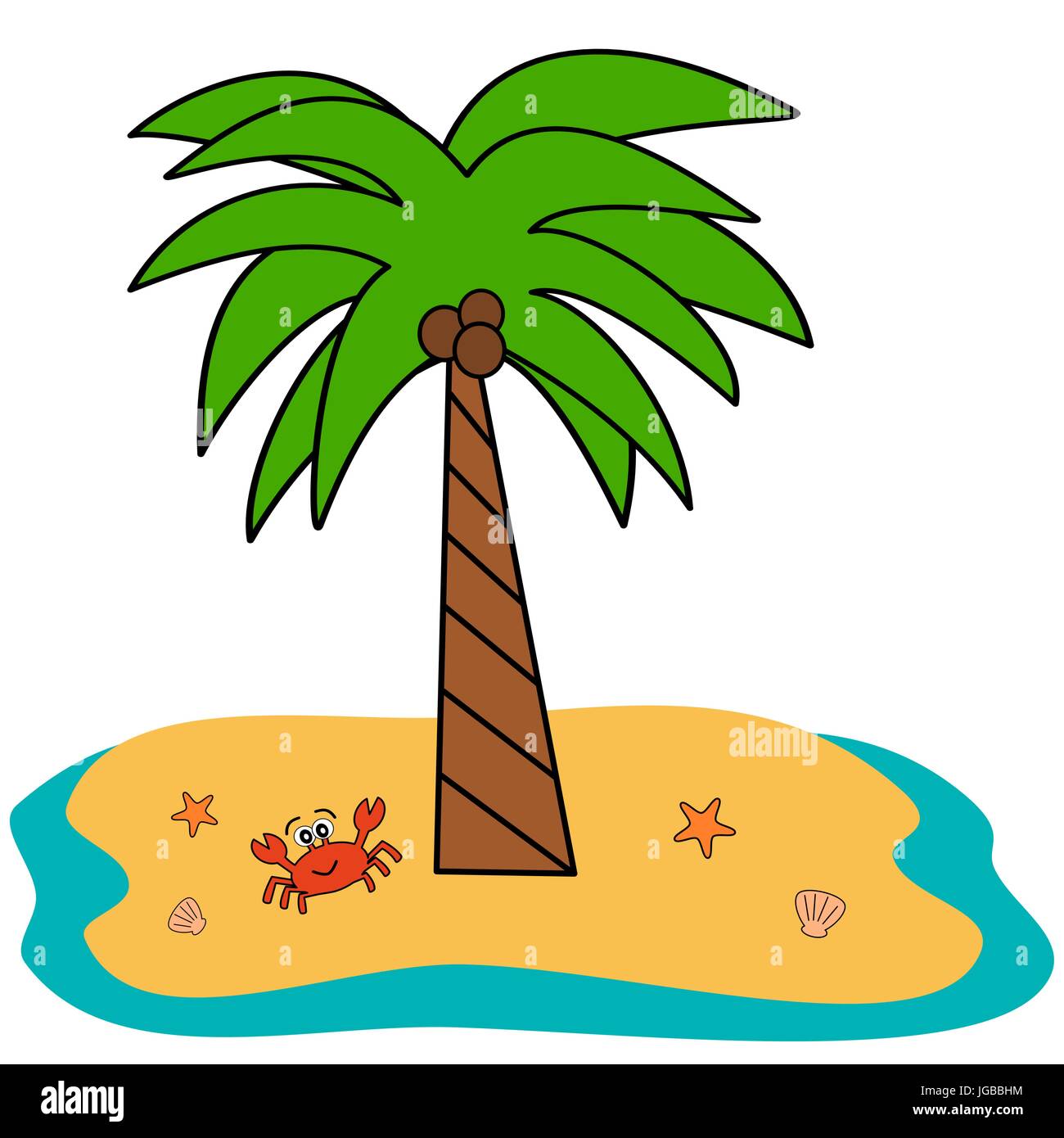 cartoon isolated tropical coconut palm tree on white background vector cute  illustration Stock Vector Image & Art - Alamy