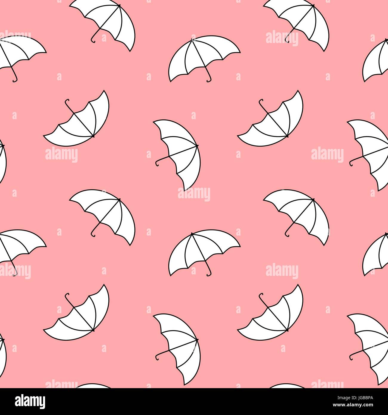 cute white umbrella on pink background seamless vector pattern ...