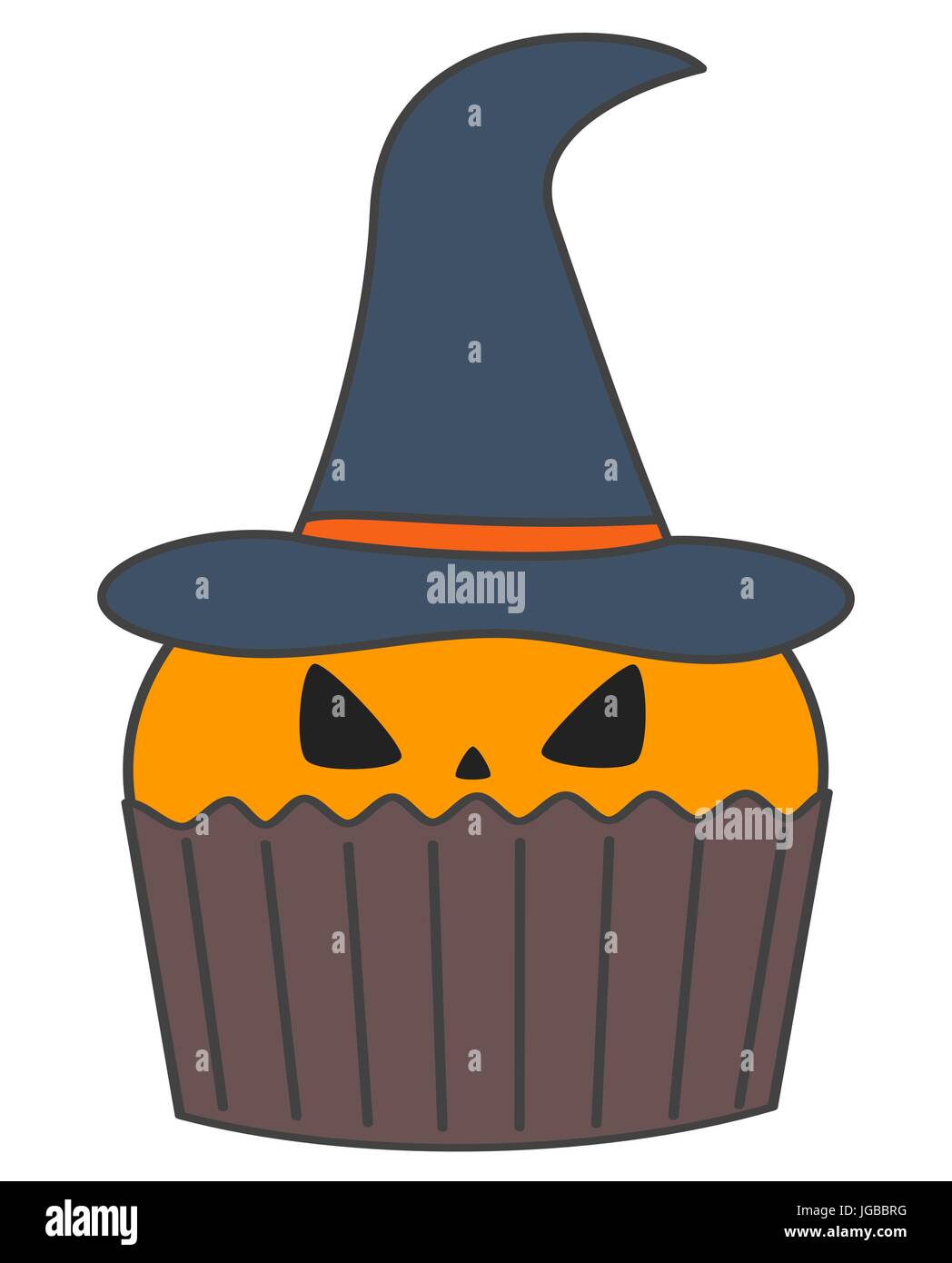 cute cartoon vector halloween pumpkin cupcake isolated on white ...