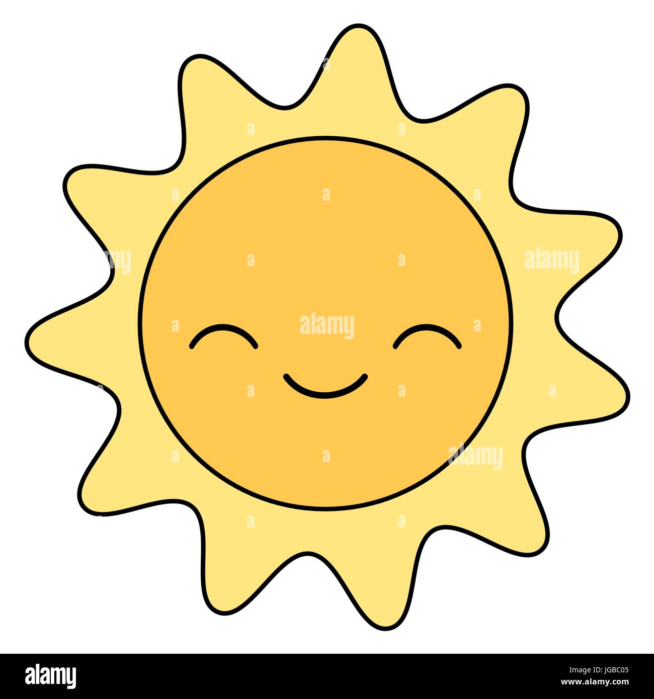 cute cartoon sun smiling isolated on white background vector illustration  Stock Vector Image & Art - Alamy