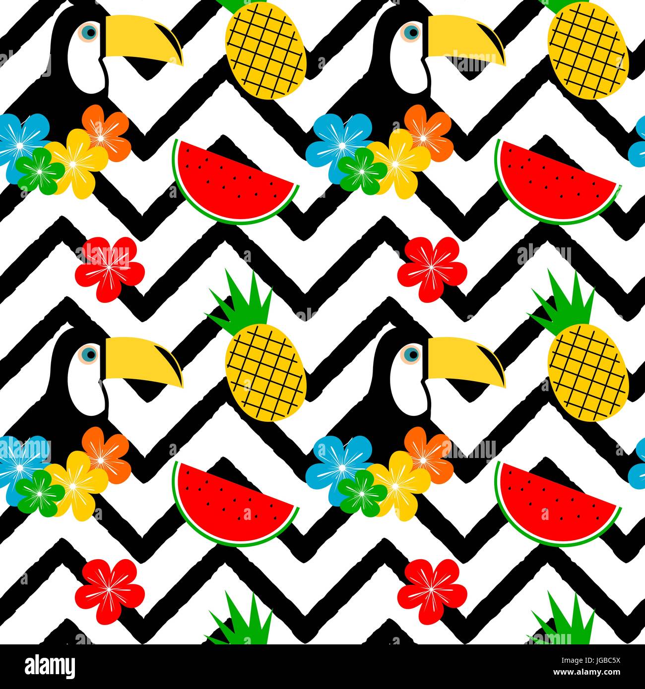 colorful tropical seamless vector pattern background illustration with ...