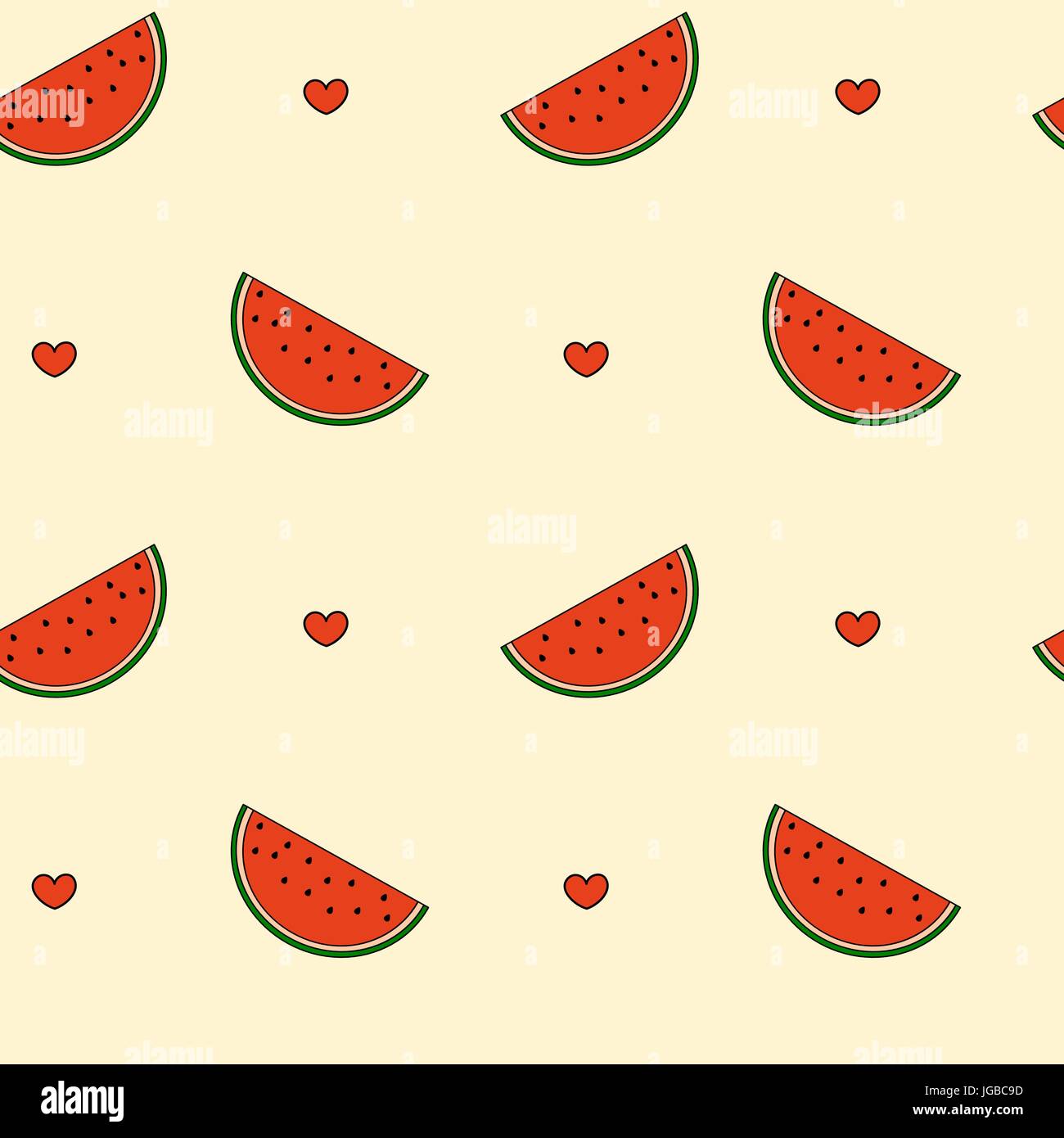 cute cartoon watermelon sliced seamless vector pattern background ...