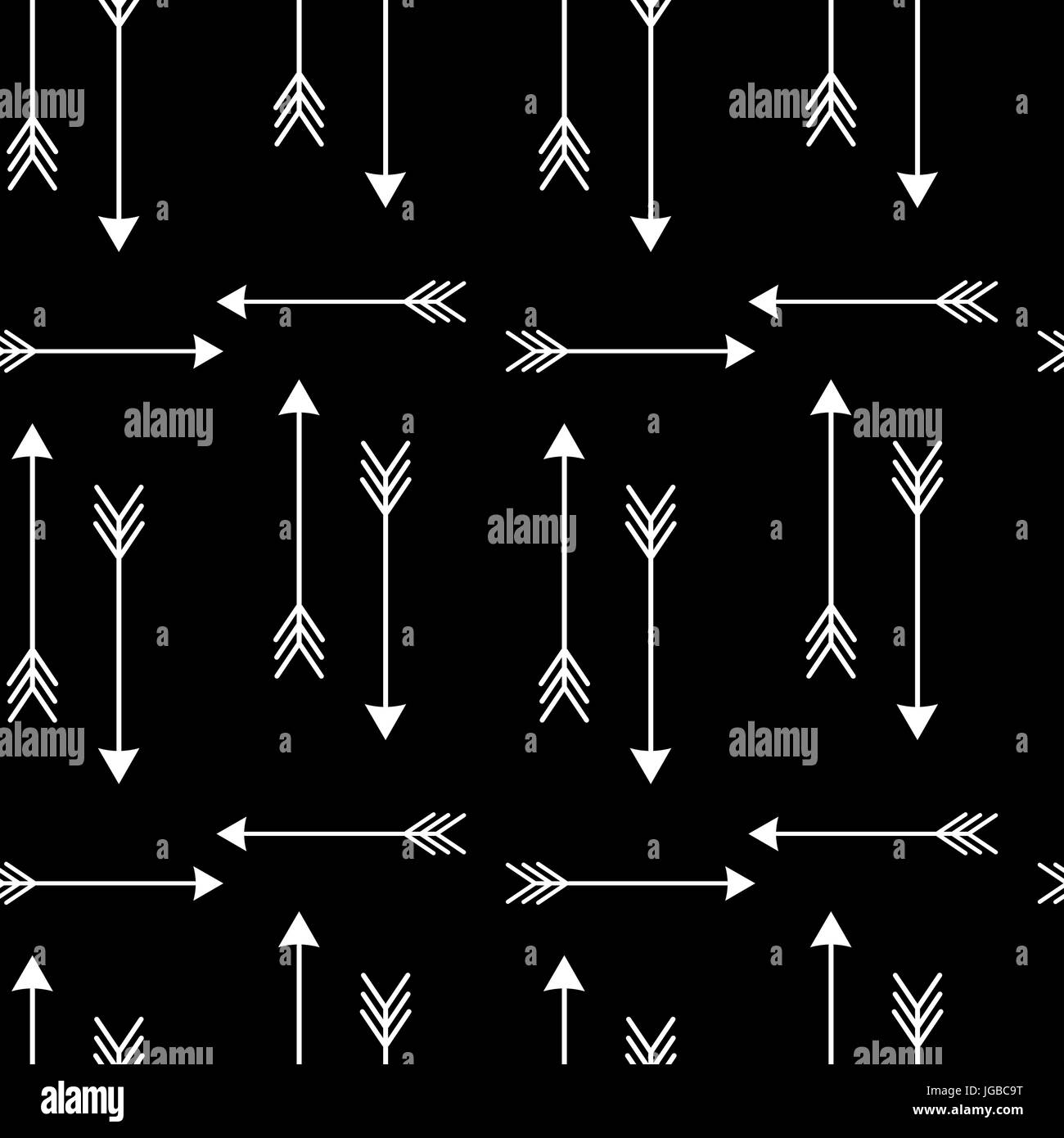 white arrows on black background seamless vector pattern illustration ...