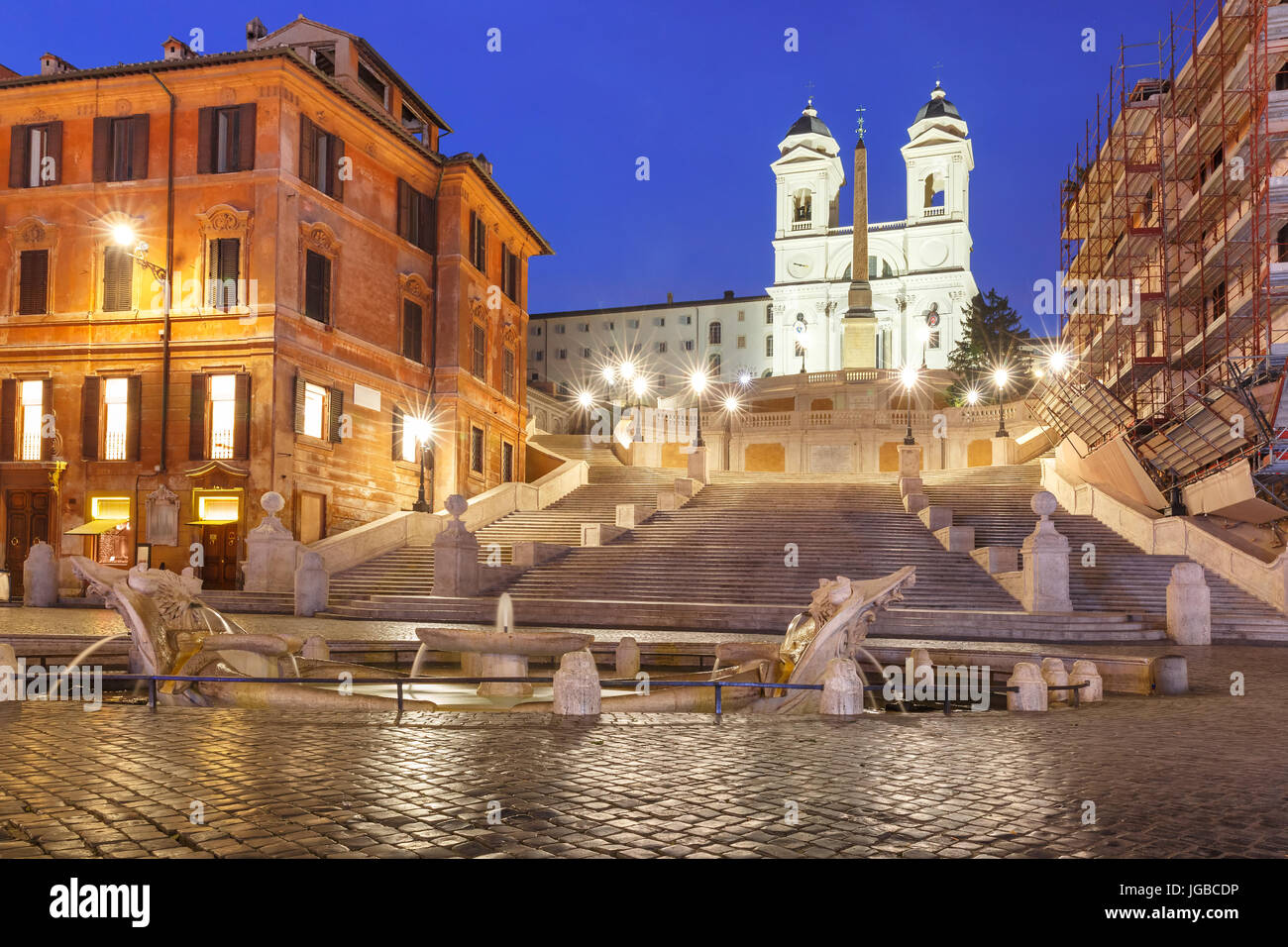 View of the spanish steps and the barcaccia fountain hi-res stock ...