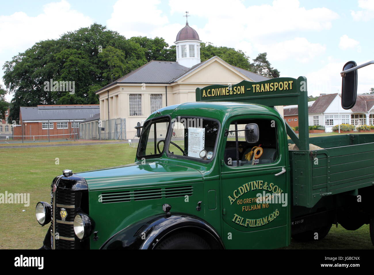 Sandhurst, UK - June 18 2017: 1949 Bedford MLD truck in the livery of A.C.Devine and Son Stock Photo