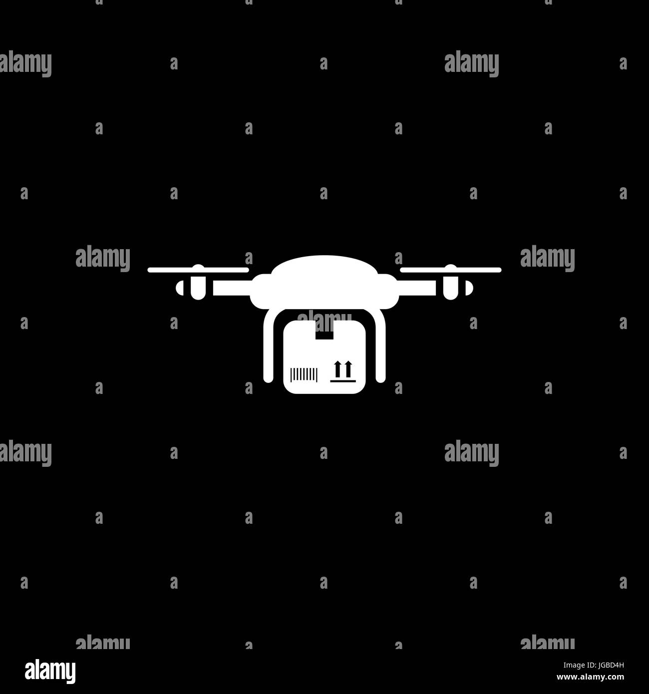 Drone Delivery Icon. Flat Design. Stock Vector