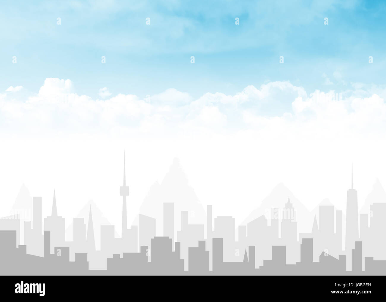 City skyline and blue sky with clouds abstract background illustration ...
