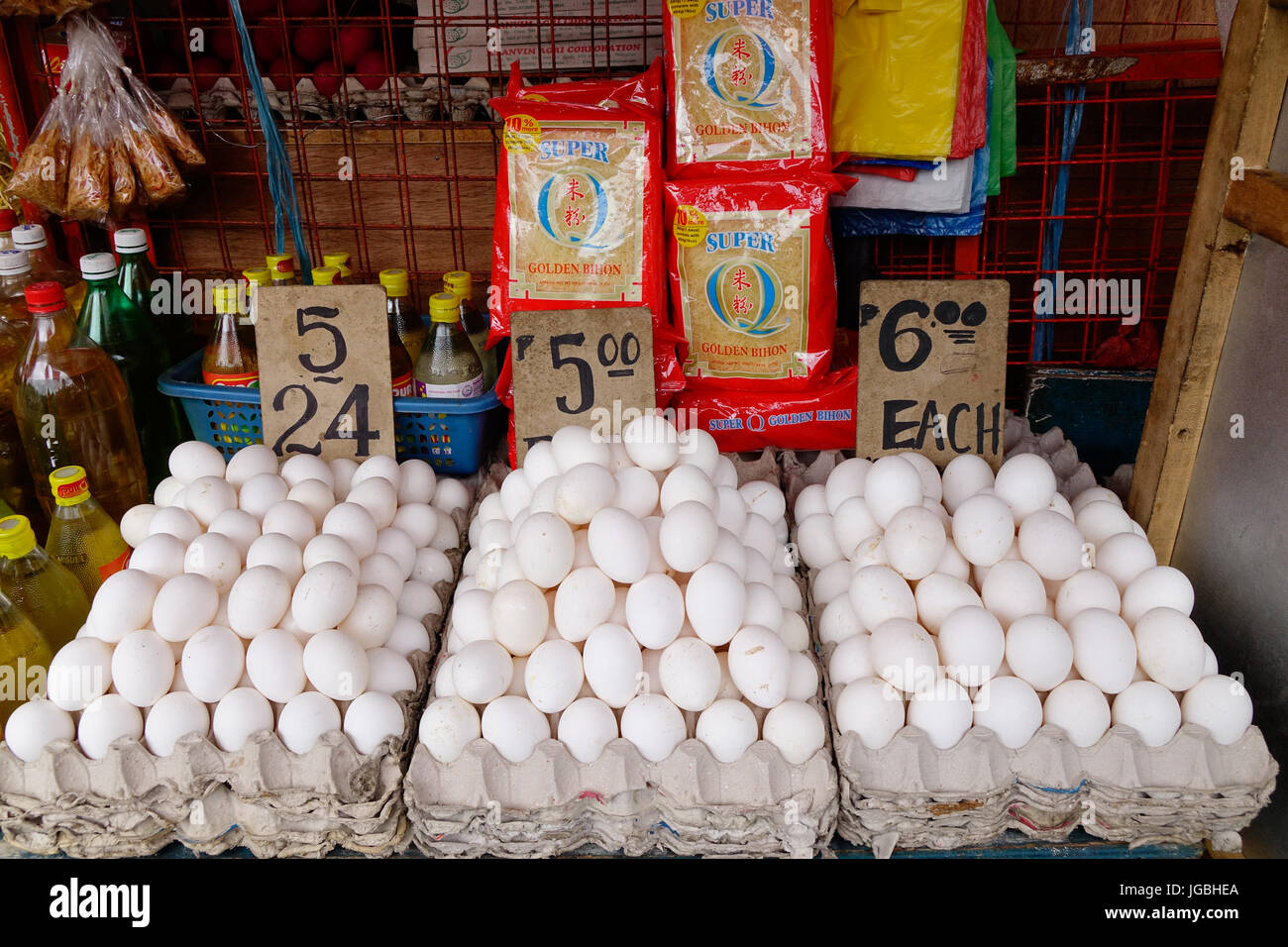Manila, Philippines Dec 20, 2015. Selling eggs at local market in
