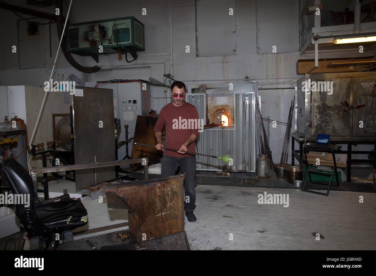 Glass blowing shop in Alesund Norway Stock Photo Alamy