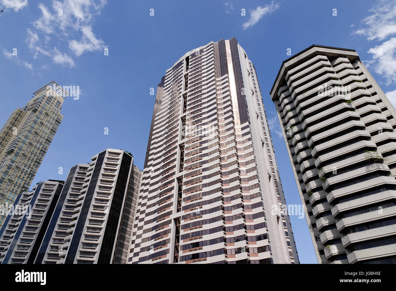Manila, Philippines Dec 21, 2015. Top of modern apartments at