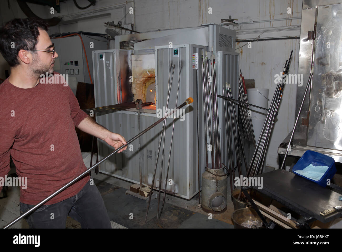 Glass blowing shop in Alesund Norway Stock Photo Alamy