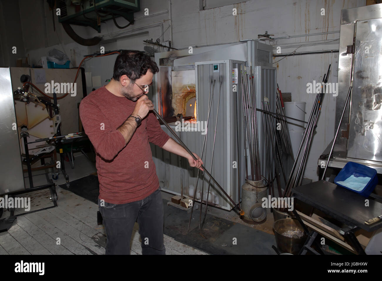 Glass blowing shop in Alesund Norway Stock Photo Alamy