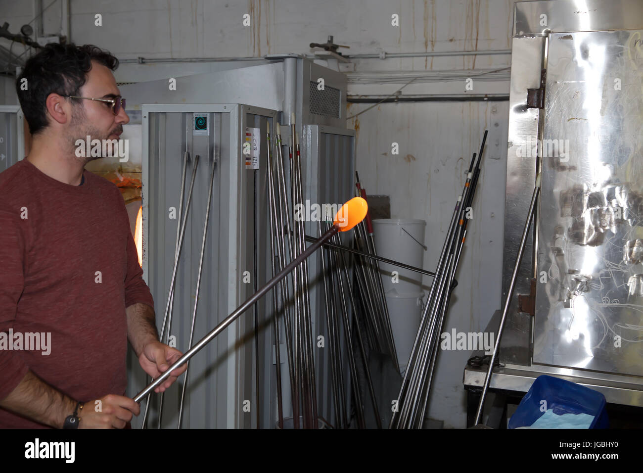 Glass blowing shop in Alesund Norway Stock Photo Alamy