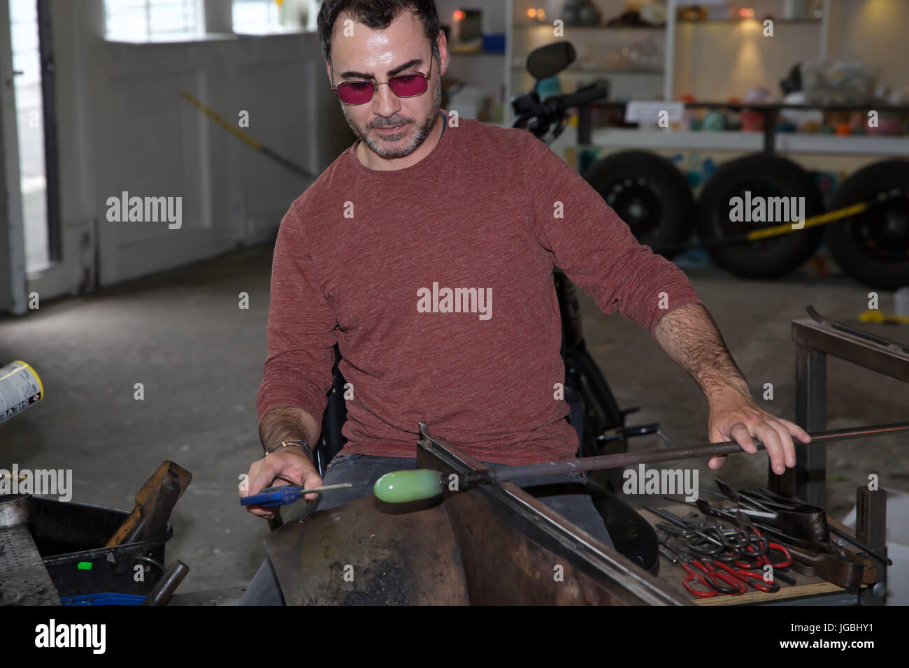 Glass blowing shop in Alesund Norway Stock Photo Alamy