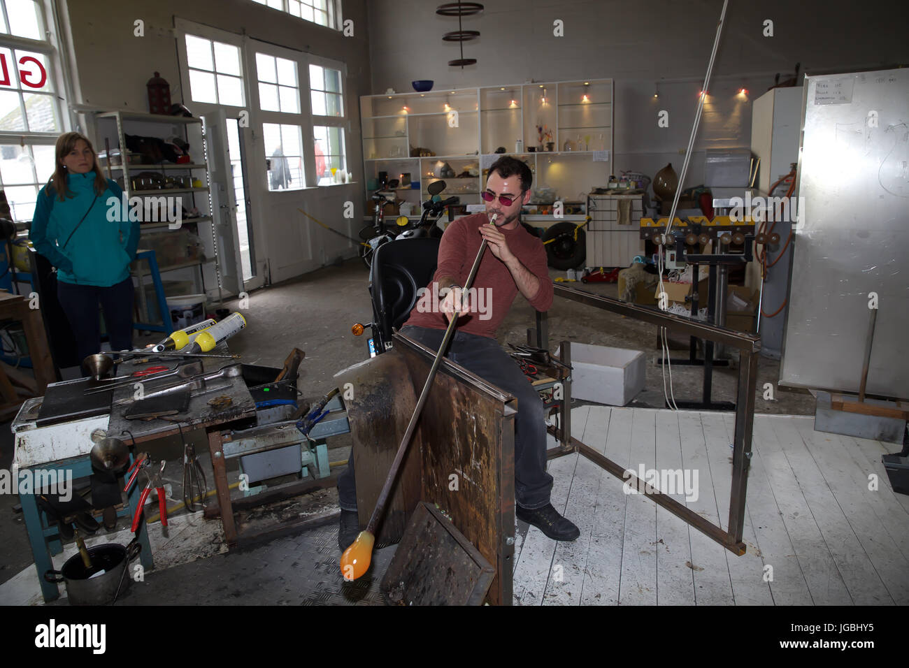 Glass blowing shop in Alesund Norway Stock Photo Alamy