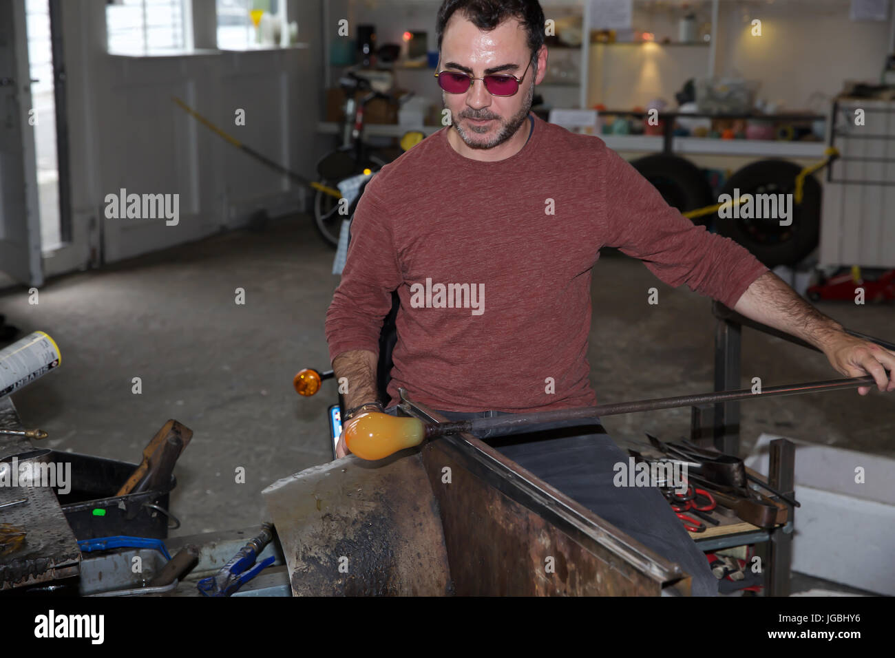 Glass blowing shop in Alesund Norway Stock Photo Alamy