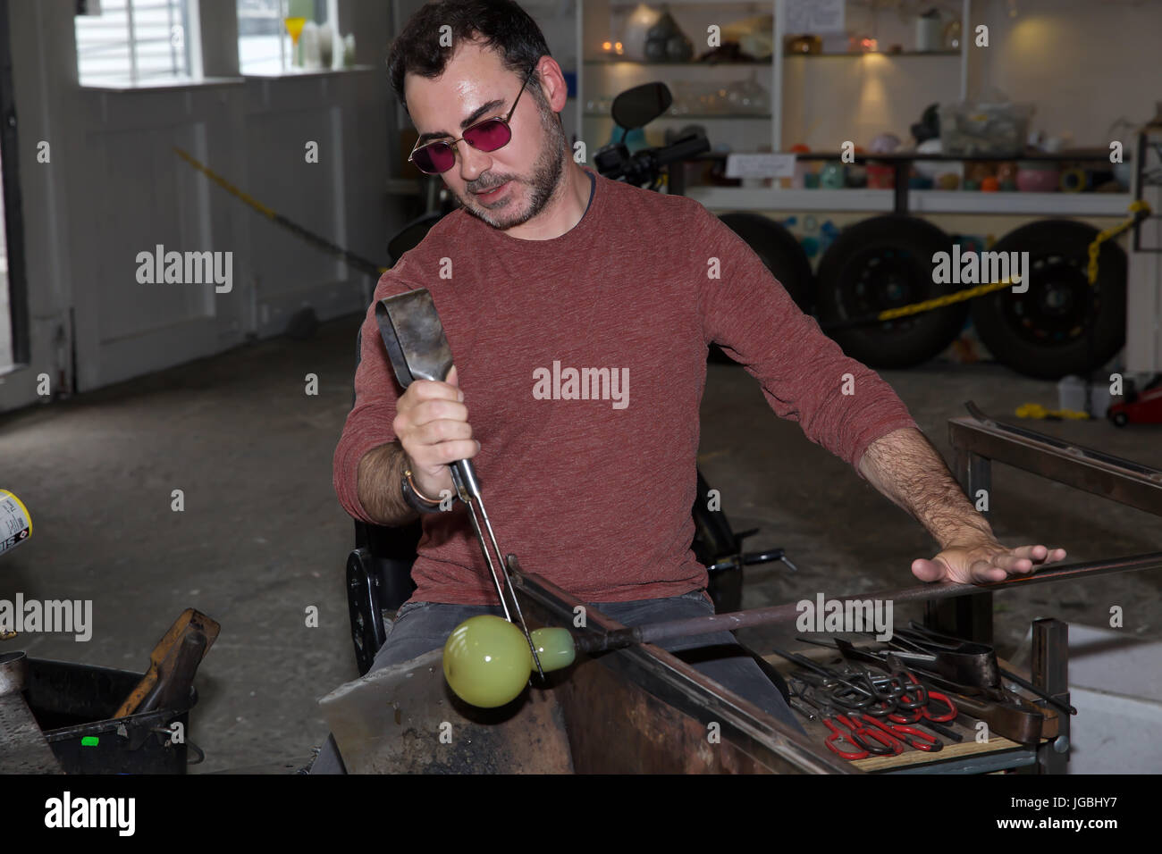 Glass blowing shop in Alesund Norway Stock Photo Alamy