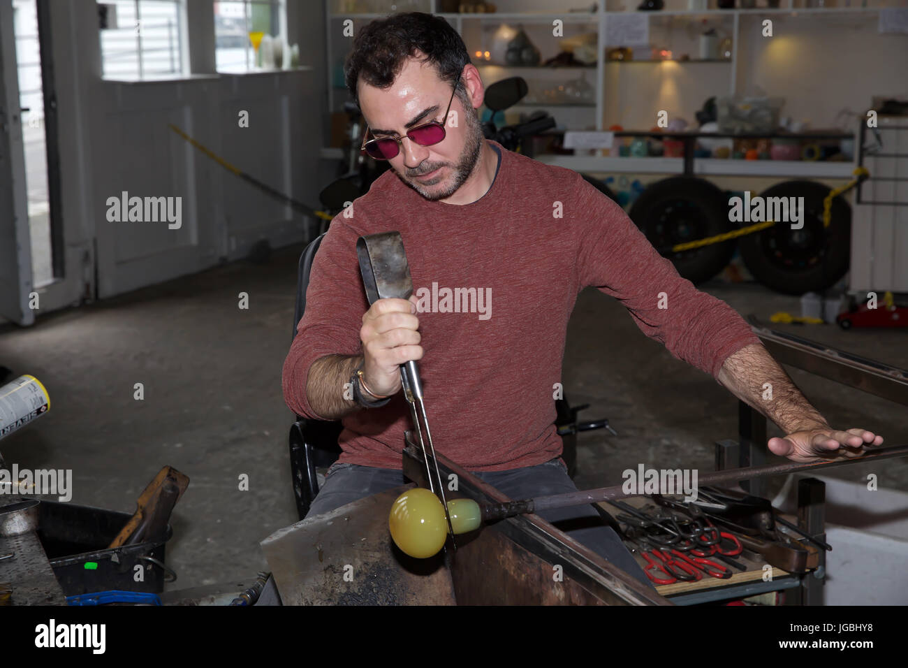 Glass blowing shop in Alesund Norway Stock Photo Alamy