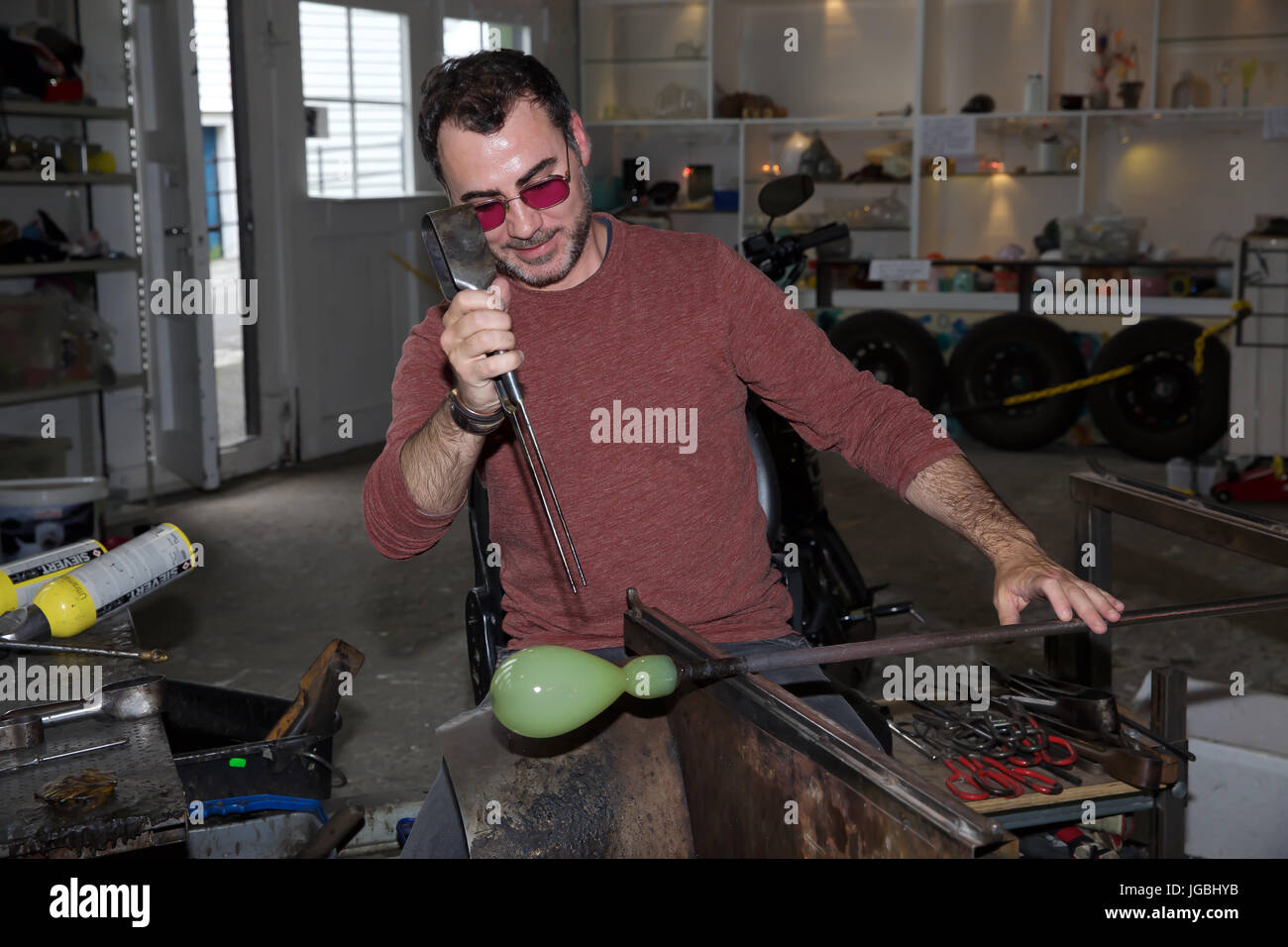 Glass blowing shop in Alesund Norway Stock Photo Alamy